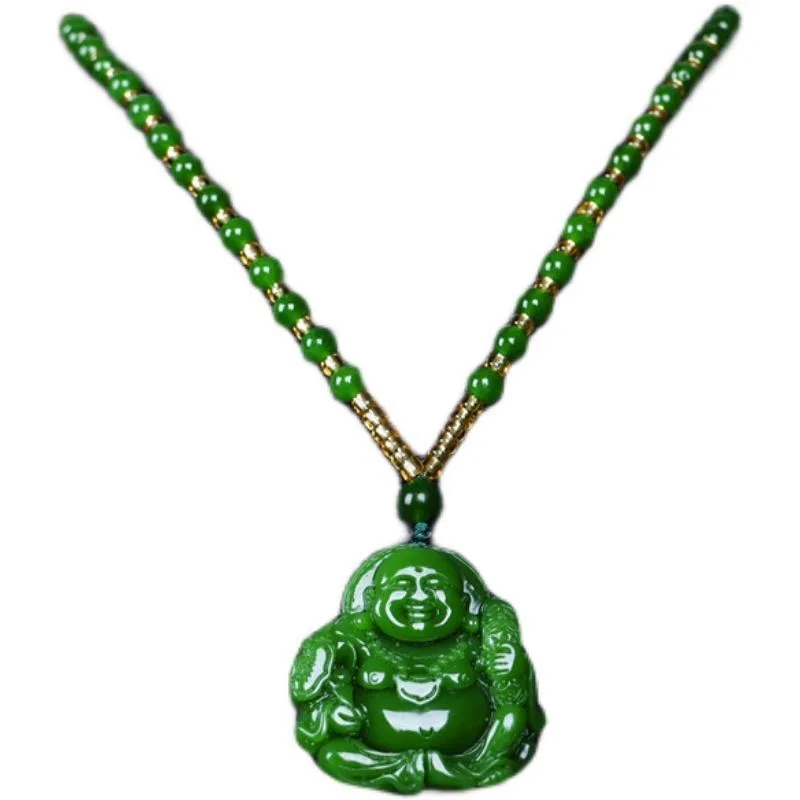 Chinese Green Jade Maitreya Bu - Necklaces recension och pris