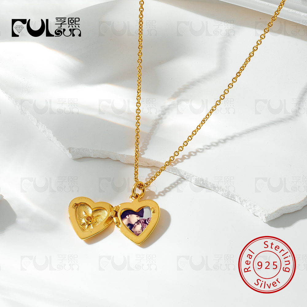 925 Sterling Silver 14K Gold P - Heart Locket Necklace Photo recension och pris