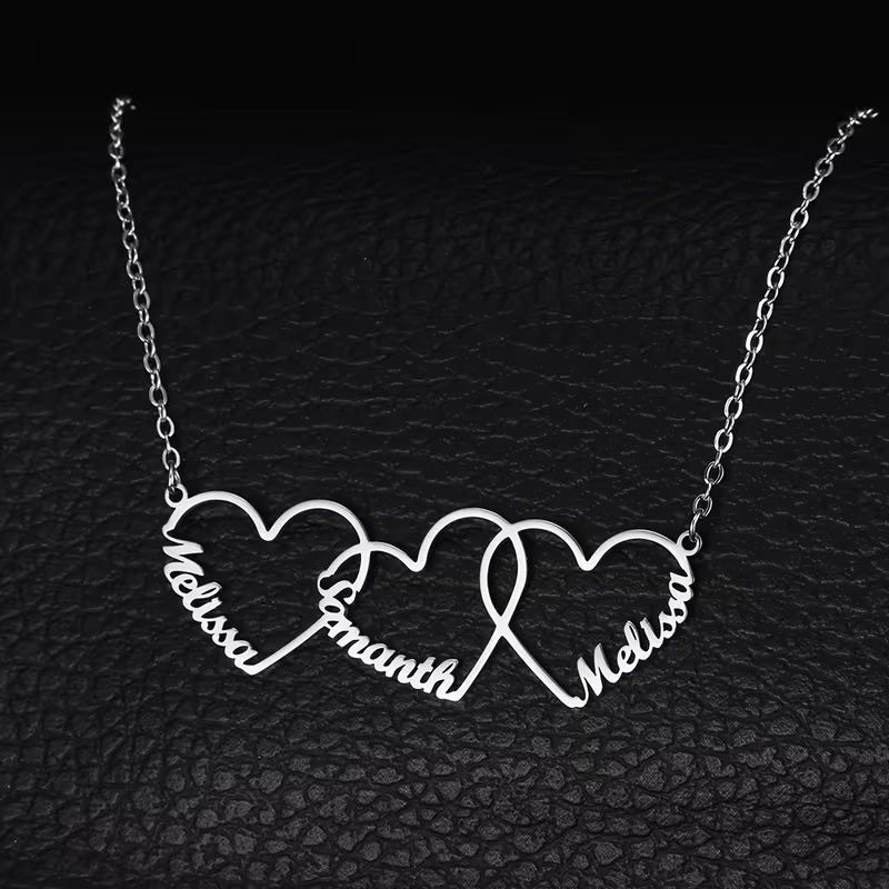 Custom Interlocking Heart Name - Custom Name Necklace Stainless Steel recension och pris