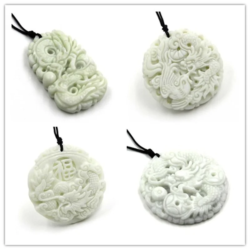 Natural White jade Dragon Phoe - Necklaces recension och pris