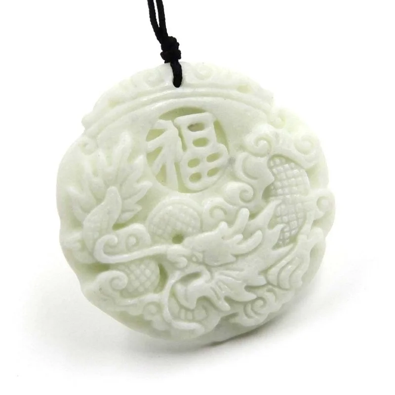 Natural White jade Dragon Phoe - Necklaces recension och pris