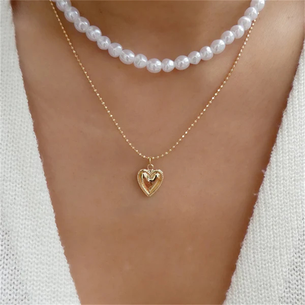 Trendy Gold-plate Geometric Be - Pearl Choker Necklace Vintage recension och pris