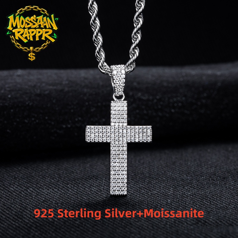 MossanRappr Moissanite Bling C - 925 Sterling Silver Chain Necklace Men recension och pris