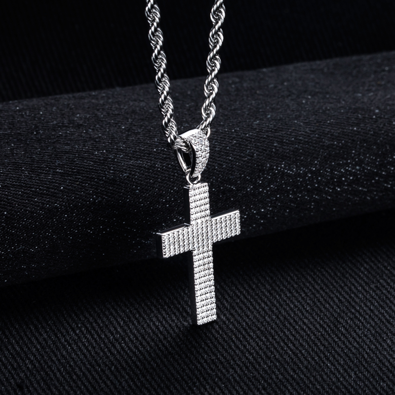 MossanRappr Moissanite Bling C - 925 Sterling Silver Chain Necklace Men recension och pris