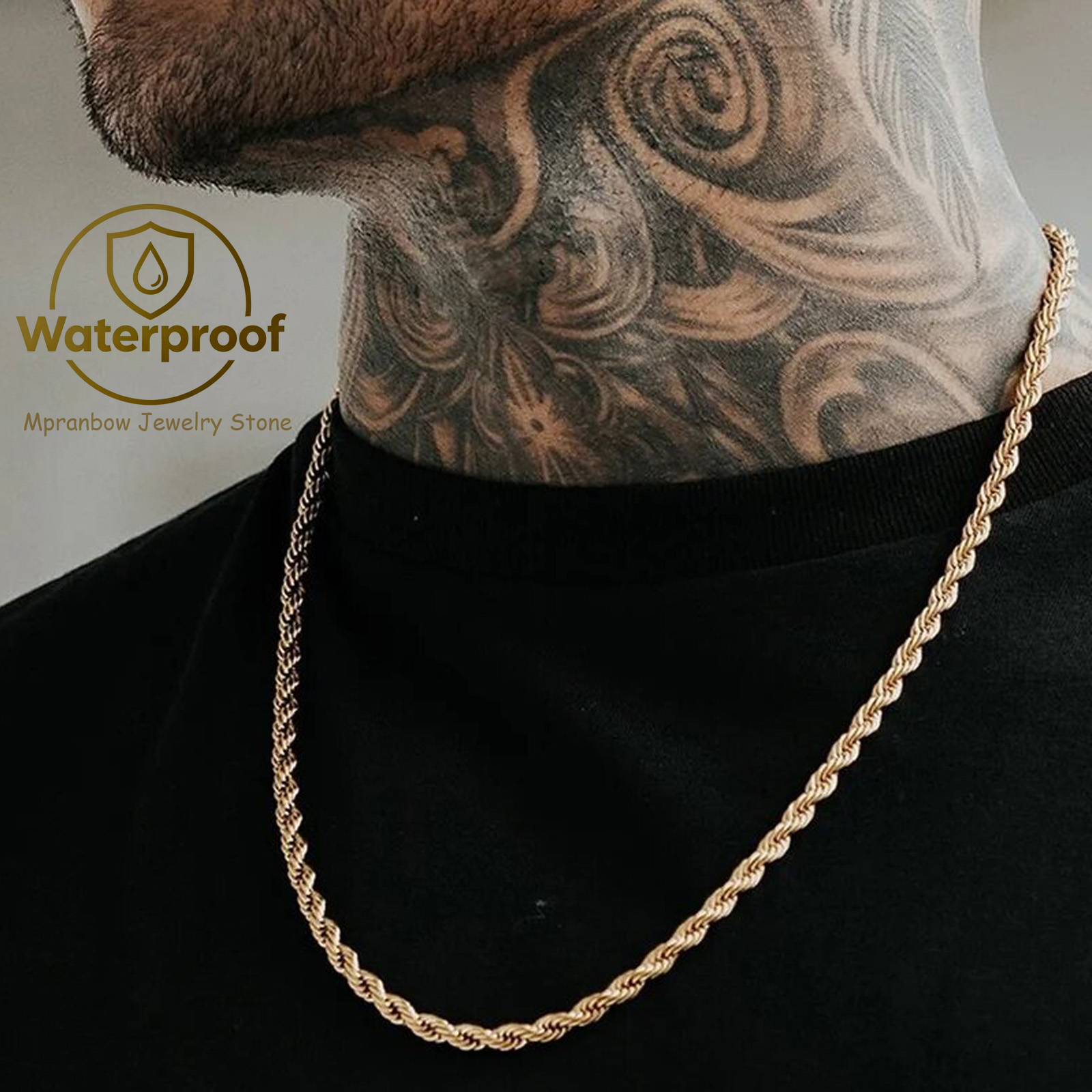 Punk Vintage Rope Chain Neckla - Cuban Link Chain 12Mm recension och pris