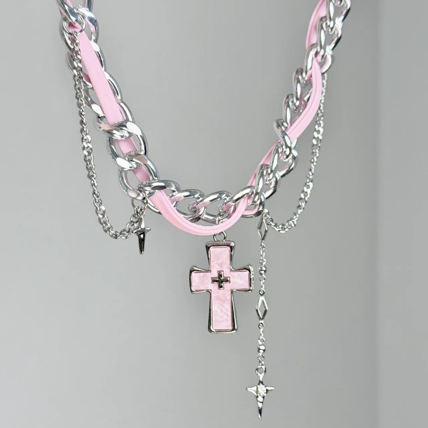 Y2k Grunge Aesthetic Multi Lay - Layered Pendant Necklace Aesthetic recension och pris