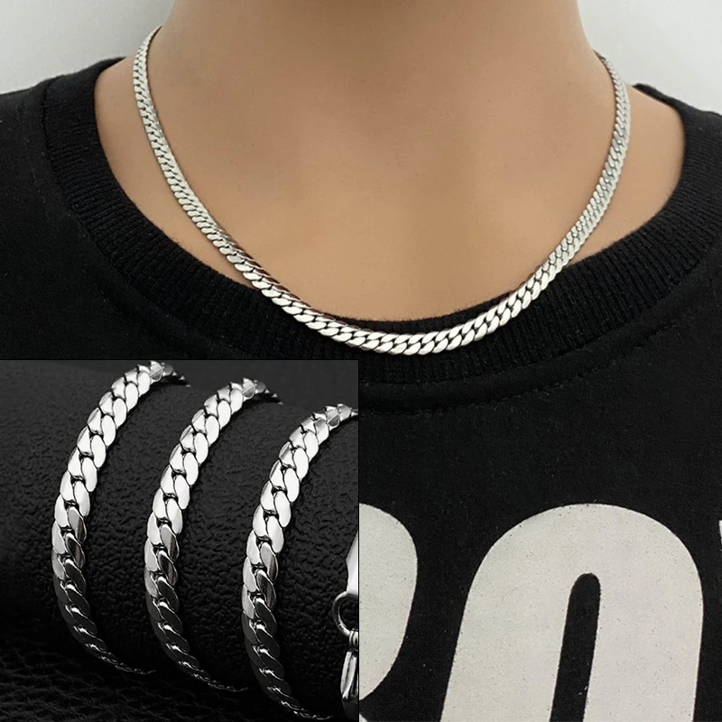 1pc 6 mm Men 925 sterling silv - Cuban Link Chain 12Mm recension och pris