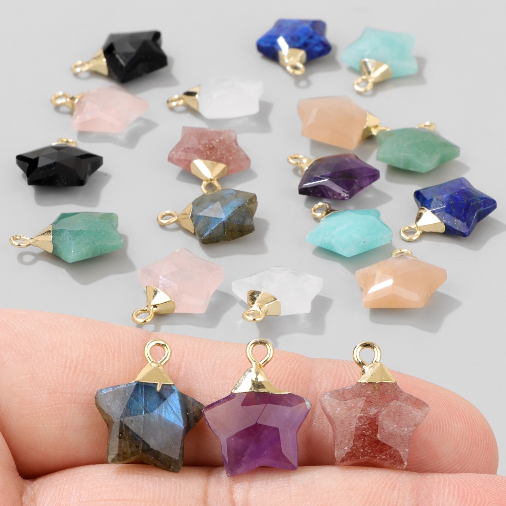 2Pcs Star Shape Stone Pendant  - Crystal Pendant Necklace Natural Stone recension och pris